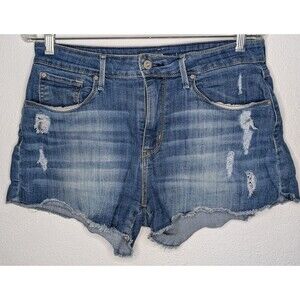 Signature by Levi Strauss & Co. Women Relaxed Fit High Rise Shorts Size 32 (242)